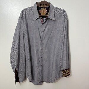 Robert Graham Flip Cuff Geometric Print Button‎ Down Size 2XL